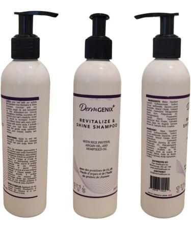Dermgenix Revitalize and Shine Shampoo with Rice Protein Argan Oil and Hempseed Oil Gentle Daily Shampoo for Soft Shiny Hair - Buy Online on GoSupps.com