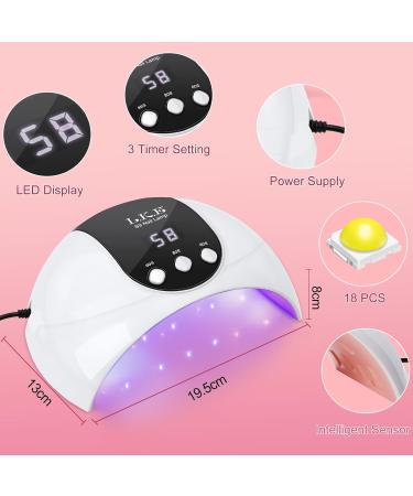 UV Nail Lamp 54W UV Lamps for Gel Nails Nail Dryers Nail UV Lamp Led Nail Lamp with 3 Timer Auto Sensor LCD Screen USB Plug Gel Nail Nail Dryer Led Gel Nail Lamp Curing Lamp for Home Salon 19.5*13-White - Buy Online on GoSupps.com