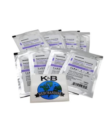 Xeroform Petrolatum Dressing 1x8 inch Impregnated Gauze Care Sterile Non-Adherent 8 Pack Perfect Addition to Your First Aid Kit! Includes a K&B Merchandise Sticker