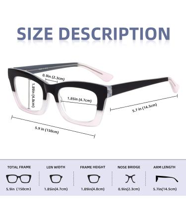 Oprah Style Blue Light Blocking Reading Glasses for Women Cute Oversized Computer Readers in Black & Blackpink 1.0x - Buy Online on GoSupps.com