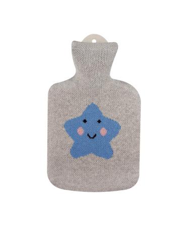 0.8 litre rubber hot water bottle with knitted cotton cover "Good Star"