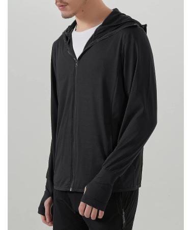 Locachy Men's UPF 50+ Sun Protection Lightweight Full Zip Hoodie Jacket - Black, Medium - Buy Online on GoSupps.com