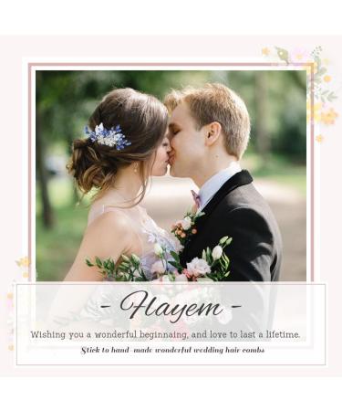 Flayem Wedding Hair Side Comb Bridal Blue Rhinestone Headpieces Flower Leaf Hair Comb Bride Bridesmaid Hair Accessories for Women - Buy Online on GoSupps.com