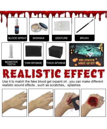 Professional Halloween SFX Makeup Kit - Special Effects Fake Blood Teeth & Brushes for Vampire Cosplay | International Shipping - Buy Online on GoSupps.com