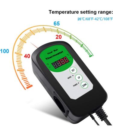 RIOGOO Digital Heat Mat Thermostat Controller - Perfect for Seed Germination Reptiles & Brewing | 68-108 Temperature Control 1 Pack - International Shipping Available - Buy Online on GoSupps.com
