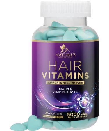 Hair Vitamins Hair Gummies with Biotin 5000mcg and Vitamin E & C Biotin Gummies Support Hair Growth Non-GMO for Stronger Beautiful Hair Skin & Nails Hair Vitamin Supplement - 60 Gummy Hearts 60 Count (Pack of 1) - Buy Online on GoSupps.com