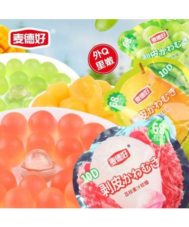 Peel fruit fudge 68% fruit juice content wedding candies Mango fudge lychee white peach fudge healthy nutrition snacks Chinese snack gifts candy dessert (grapey 5 packs) grapey 5 packs - Buy Online on GoSupps.com