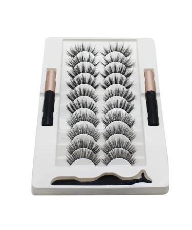 10 Pairs Magnetic Eyelashes And Eyeliner Kit Reusable 3D Magnetic False Lashes Extension No Needed For Makeup Magnetic Eyelash Kit Natural Look Magnetic Eyelash Kit With Applicator Tool