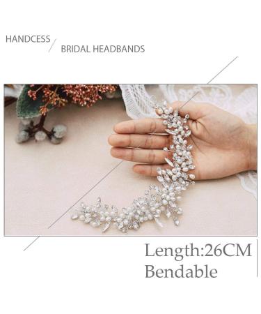 Handcess Pearl & Crystal Head Bars | Elegant Wedding Headdress for Brides & Bridesmaids | Rhinestone Hair Accessories in Silver - Buy Online on GoSupps.com