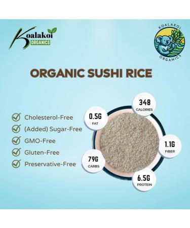 Koalakoi ORGANIC Certified Sushi Rice (1.8kg - 4.5kg fragrant sweet nutritious white rice | Premium quality non-GMO 100% Natural no Additives or Preservatives (1.8kg) - Buy Online on GoSupps.com