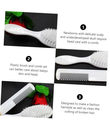 Hohopeti 3-Piece Baby Hairbrush & Comb Set - Gentle Baby Grooming Kit for Infant and Toddler - Scalp Massage Combs - Perfect Baby Shower Gift - Buy Online on GoSupps.com