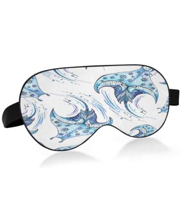 Sleep Mask Light Blocking Manta Ray Sea Animal Eye Mask for Sleeping with Adjustable Strap Soft Lightweight Eye Cover Blindfold for Men Women Work Travel Naps