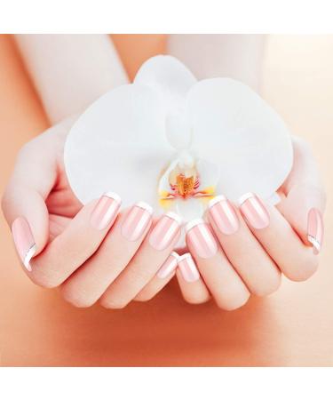 72 Pieces French False Nails Glitter False Fingernails Silver Line Press on Nail Short Medium Fake Acrylic Nail with Nail Files Stick Full Cover for Nail Decoration 3 Boxes (Light Pink) - Buy Online on GoSupps.com