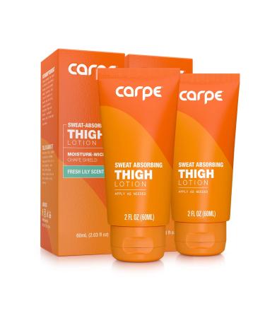 Carpe Sweat Absorbing Thigh - Helps Keep Your Thighs Dry and Chafe Free - Sweat Absorbing Lotion - Helps Control Sticky Thigh Sweat - With Witch Hazel and Vitamin B3 (pack of 2) 2 Count