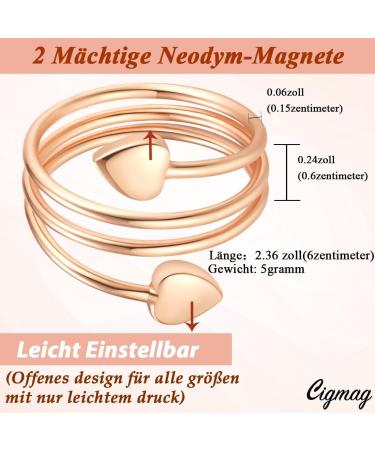 Cigmag 2PCs Lymphatic Drainage Magnetic Finger Rings for Women - 99% Pure Copper Adjustable & Gift Box (Rose Gold Heart) - Buy Online on GoSupps.com