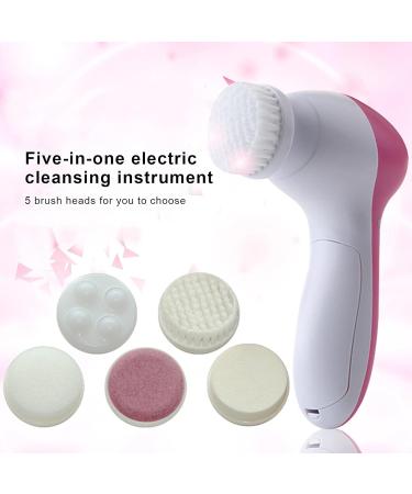 Smooth Skin 5 In 1 Facial Cleansing Brush Long Handle Bath Shower Brush With 5 Brush Heads Natural Easy Storage Daily Supplies Face Scrubber - Buy Online on GoSupps.com