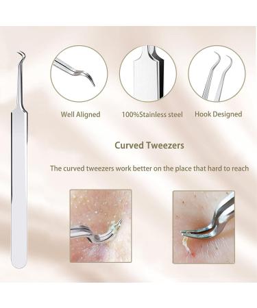 Pimple Popper Blackhead Remove Tool Comedone Extractor Tweezers Set Stainless Steel Acne Spot Pimple Popping Kit with Box(5 Piece) - Buy Online on GoSupps.com