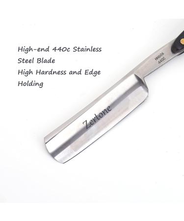 Zertone Straight Razor Shaving Kit - Men's 440C Stainless Steel Blade Razor with Horn Scale Stropping Cloth & Brush - Premium Shaving Experience - Buy Online on GoSupps.com