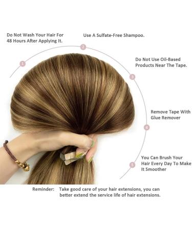 Hotlulana Balayage Tape Extensions - Chocolate Brown to Caramel Blonde (#4/4/27) | Real Hair 16 (40cm) Invisible Skin Weft | 20 Pieces - Buy Online on GoSupps.com