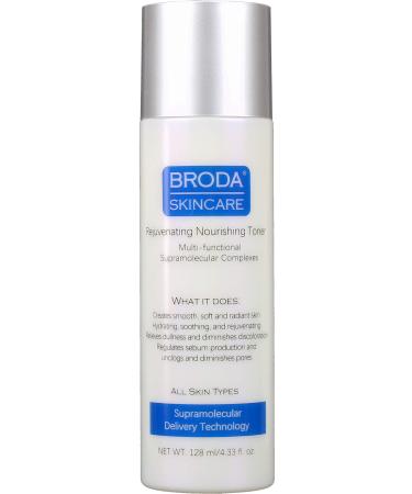 Broda Skincare Rejuvenating Facial Toner. Nourishing Hydrating. Net Weight: 4.33 ounces (128 millimeters)