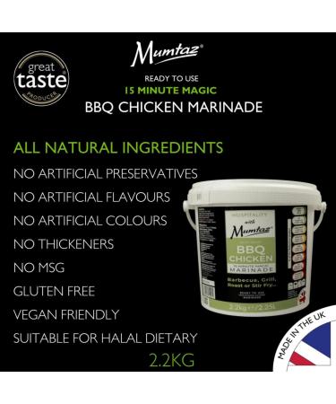 Mumtaz BBQ CHICKEN Marinade Catering/Party Size Bucket - BULK 2.2Kg - Restaurant Quality - Mildly Spiced - BBQ - Grill - Roast - Stir or Air fry.All Natural Ingredients- Gluten Free- Vegan Friendly. - Buy Online on GoSupps.com