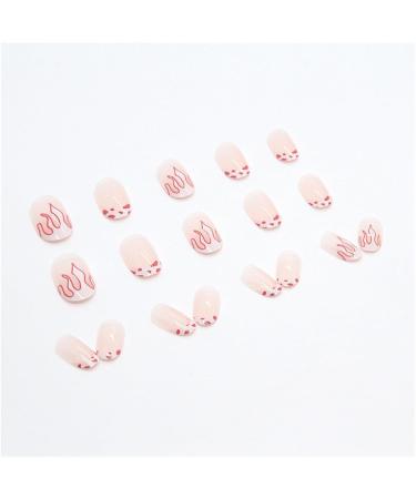 Nail Art Patches Beautiful and Fashionable Nail Patches Finger Decorations Beauty and Decorative Supplies Simple Oval French Manicure European and American Flame Pink and White Sweet Fake Nails R789 French Flame - Buy Online on GoSupps.com