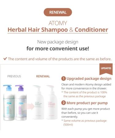 Atomy Herbal Hair Shampoo 500ml + Conditioner 500ml - Buy Online on GoSupps.com