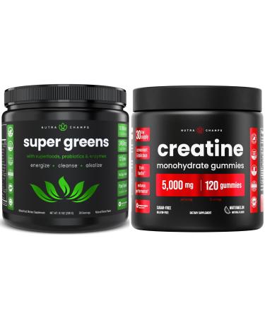 NutraChamps Complete Workout & Energy Bundle - Super Greens & Creatine Gummies.