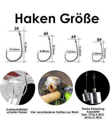 Luroad Carp Fishing Hair Rigs - 20-Part Bent Hooks Braided Accessories Boilie Rig Leaders & Stops - Size 2 4 6 8 | International Shipping - Buy Online on GoSupps.com