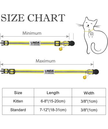 Tagme 2 Pack Cat Neck Band with Safety Clasp & Bell - Personalized Name & Phone Number - Yellow Standard Size 18-31cm - Ideal for International Shipping - Buy Online on GoSupps.com