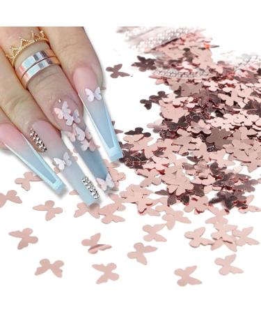Butterfly Nail Art Glitter - 6 Girds Gold Holographic Confetti for DIY Manicure - Buy Online on GoSupps.com