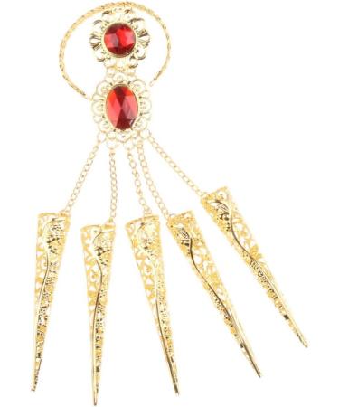 Belly Dance Gypsy Egyptian Gold Bracelet Finger Nails Artificial Red jewelry 5 set (Gold) - Buy Online on GoSupps.com