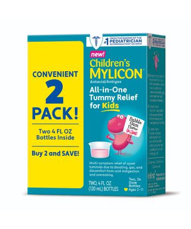 MYLICON Children's All-in-One Tummy Relief for Kids, Bubble Gum Flavor, Twin Pack, 8fl. oz 8 Fl Oz (Pack of 1)