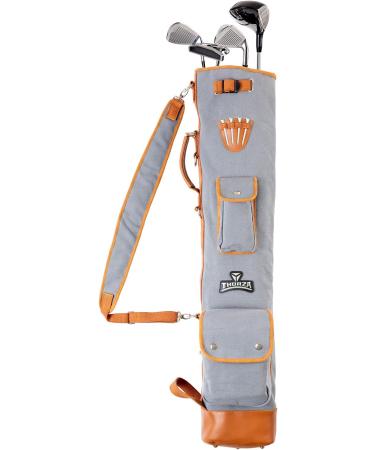 Thorza Sunday Golf Bag - Vintage Canvas & Leather, Lightweight Carry Bag for Men and Women, 2 Zippered Pockets, Tee Holder & Name Tag ID - Buy Online on GoSupps.com
