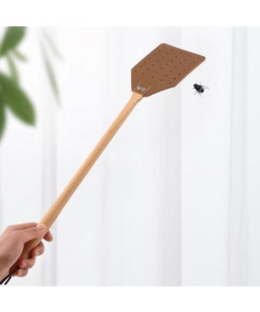 KKRAUS Leather Fly Swatter Heavy Duty Manual Long Handle Fly Swatters for Indoors Outdoor Home Garden Classroom and Office Flyswatter Brown - Buy Online on GoSupps.com