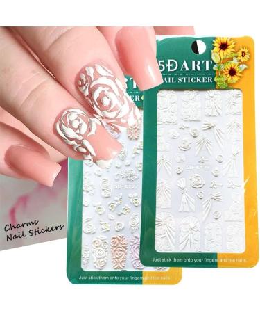 DIY Manicure Valentine Wedding Nail Sliders Decals Nail Stickers Lace Rose Flower 5D Acrylic(5D-K128) - Buy Online on GoSupps.com