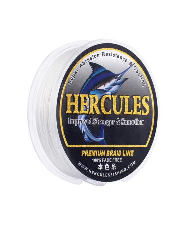 HERCULES Braided Fishing Line, Not Fade, 109-2187 Yards PE Lines, 4 Strands Multifilament Fish line, 6lb - 100lb Test for Saltwater and Freshwater, Abrasion Resistant White 6lb (2.7kg)-0.08mm-547Yds (500m)-4S