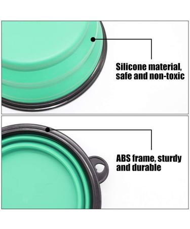 Slson 2-Piece Foldable Dog Travel Bowl Set | 1000ml Safe Pet Water & Feed Bowls with Carabiners for Cats & Dogs - Light Blue - Buy Online on GoSupps.com