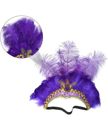 FRCOLOR Feather Headband Vintage Fascinator Carnival Headpiece Party Masquerade Pageant Show Headdress (Purple) - Buy Online on GoSupps.com