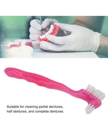 Portable Denture Cleaning Brush for Elderly - Plaque Removal Toothbrush for False Teeth - Pink Denture Brush for Home & Travel - Buy Online on GoSupps.com