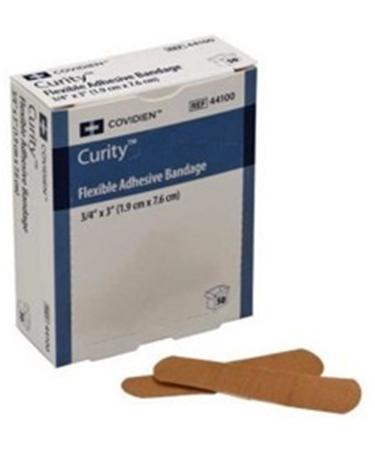 Kendall/Covidien 44100 Curity Adhesive Fabric Bandage 3/4 x 3 Flexible Tan BX/50