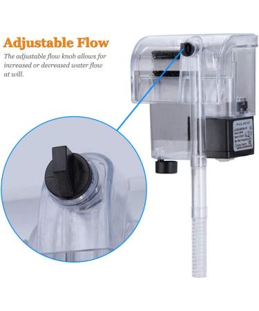 PULACO Ultra Quiet Aquarium Hang on Filter - Small Fish Tank Filter (66GPH 3W) for 2-8 Gallons - Buy Online on GoSupps.com