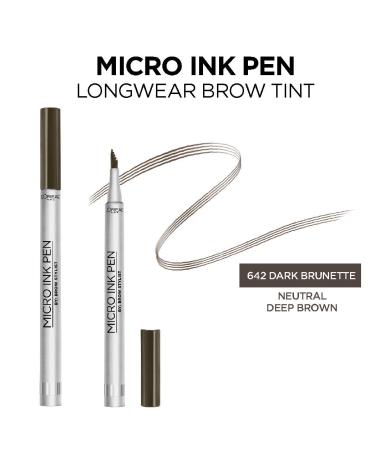 L'Or al Paris Micro Ink Pen Brow Stylist - Dark Brunette 0.033 fl oz | Longwear Tint for Hair-Like Effect | Precision Comb Tip | Up to 48HR Wear - Buy Online on GoSupps.com