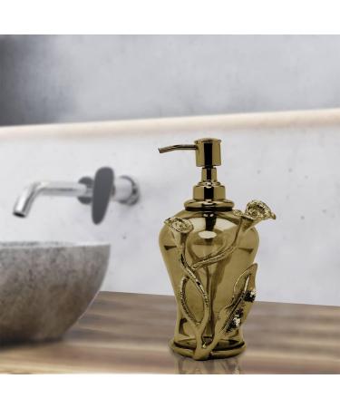 Aluminum Black Luster Gold Finish Soap Dispenser - Refillable Hand Lotion Container for Bathroom and Kitchen - Calla Lily Collection - Buy Online on GoSupps.com