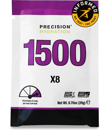 Precision Hydration Electrolyte Drink - All Natural Gluten-Free Powder | Multiple Strengths | 1500mg/l Hypotonic Formula | 8 Sachets in Purple Package - Buy Online on GoSupps.com
