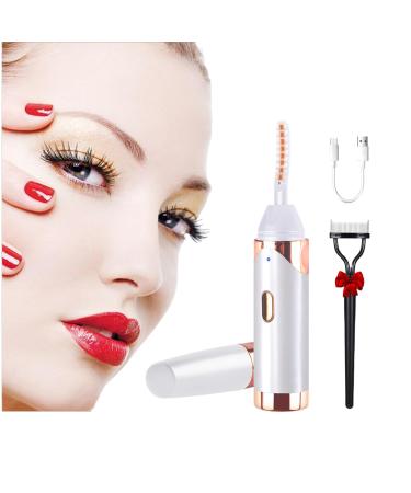 Heated Eyelash Curler - Fast Heat up in 8s - 2 Heat Modes with USB Rechargeable - Electric Eyelash Curler - Natural Curling 24 Hours Long Lasting - Anti-Burn Eyelid White