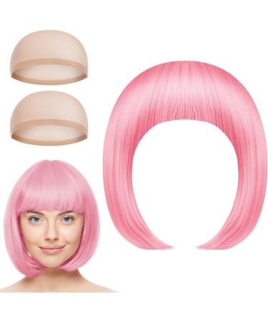 AOMIG Short Bob Wig for Women 3 Pack Short Pink Bob Wigs Set with 2 Wig Cap Neon Fancy Dress Accessory Cosplay Party Wig Synthetic Straight Wig for Daily Halloween Decorations Pink/B - Buy Online on GoSupps.com