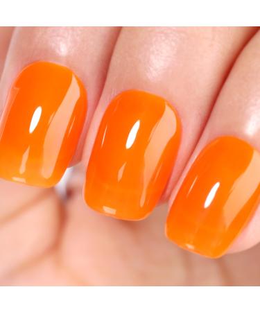 Ozzeal Jelly Gel Nail Polish 15ML Orange Jelly Nail Polish Gel Translucent Sheer Spring Summer Nail Gel Polish Soak off UV LED Light for Nail Art DIY Manicure Jelly-orange