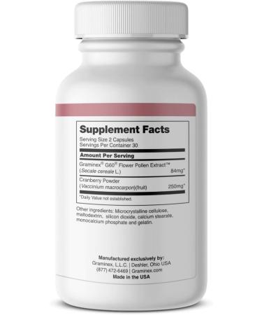 Graminex PollenBerry Dietary Supplement - Cranberry & Flower Pollen Extract for Skin, Urinary Tract & Bladder Health - 60 Capsules - Buy Online on GoSupps.com