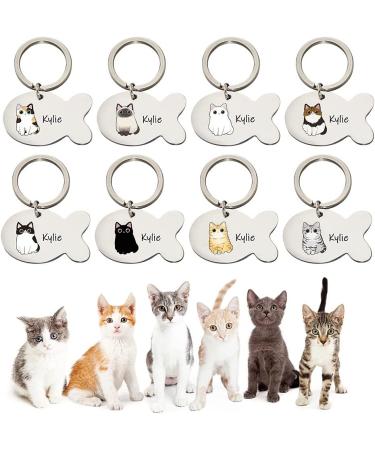 Personalized Engraved Stainless Steel Cat Collar - Custom Name & Phone Number - Indoor Cat ID Tag - Choose from 10 Cat Designs - Buy Online on GoSupps.com